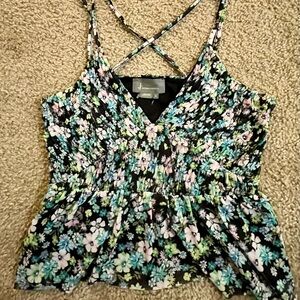 Anthropologie Black Floral Camisole